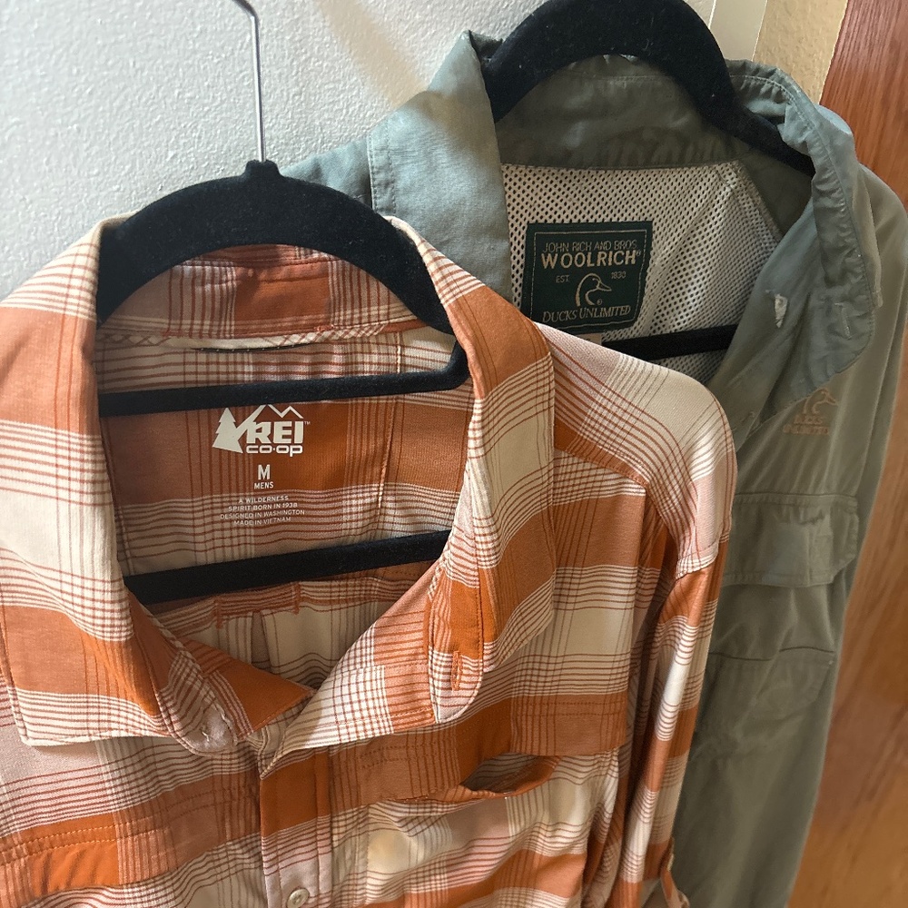 REI, Woolrich Two riding shirts